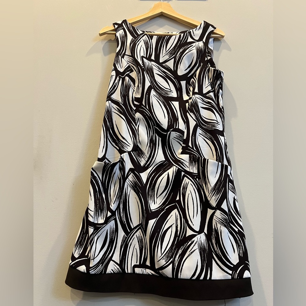 Dressbarn Black and White Ruched Halter Cocktail Dress with Pockets Size 8